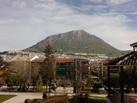 View of the rock of Martos from the Manuel Carrasco park. Jaen Andalucia